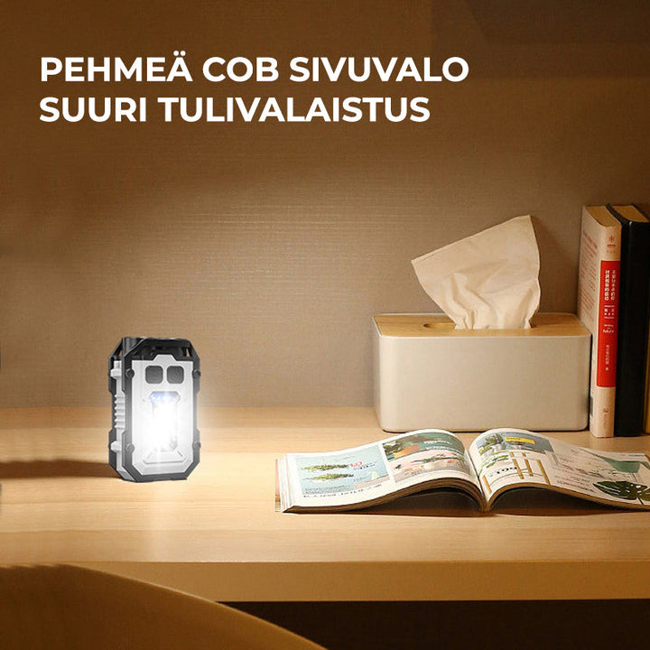 "Musta magneettinen mini taskulamppu USB-ladattava, super kirkas, kompakti, sääntäkestävä IPX4, 1500 lumenia"