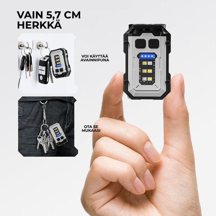 "Musta magneettinen mini taskulamppu USB-ladattava, super kirkas, kompakti, sääntäkestävä IPX4, 1500 lumenia"