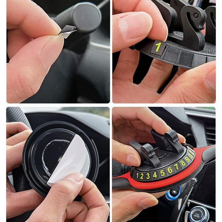 Sort militær biltelefonholder med skridsikker måtte og 360° roterende holder, set forfra.