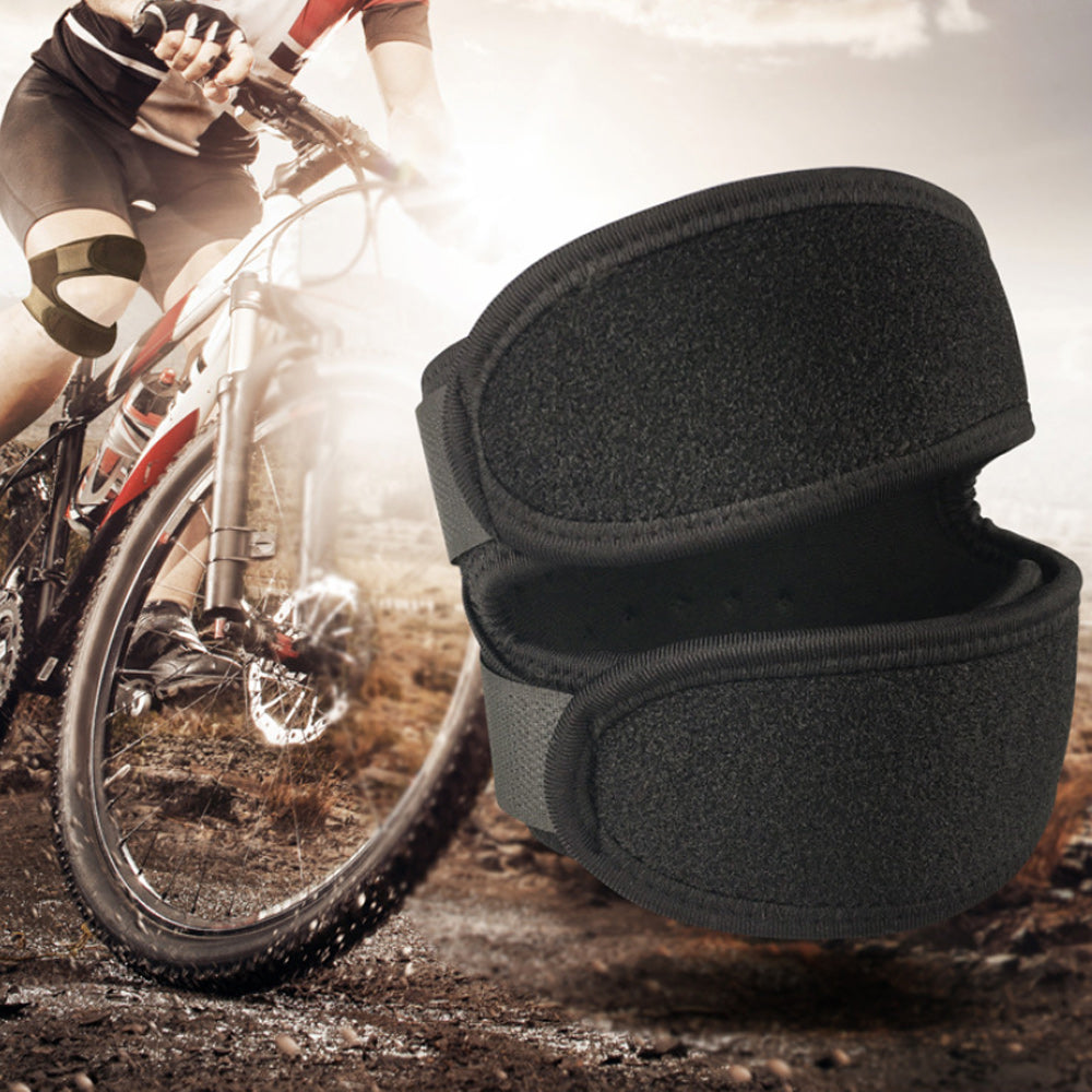 Sort knæstøtte til sport - Komfortabel, støttende, justerbare stropper, unisex design.