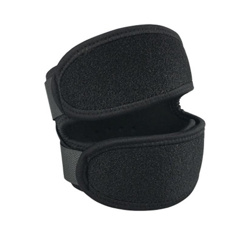 Sort knæstøtte til sport - Komfortabel, støttende, justerbare stropper, unisex design.