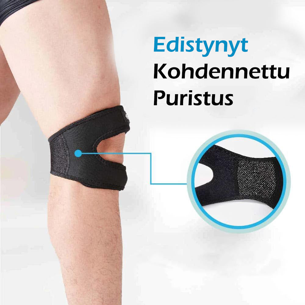 Sort knæstøtte til sport - Komfortabel, støttende, justerbare stropper, unisex design.