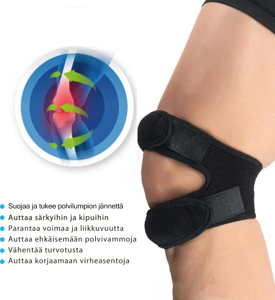 Sort knæstøtte til sport - Komfortabel, støttende, justerbare stropper, unisex design.