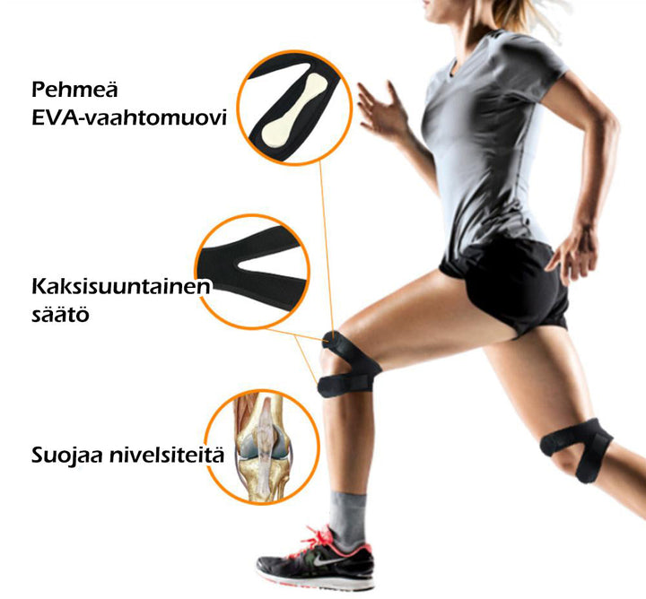 Sort knæstøtte til sport - Komfortabel, støttende, justerbare stropper, unisex design.