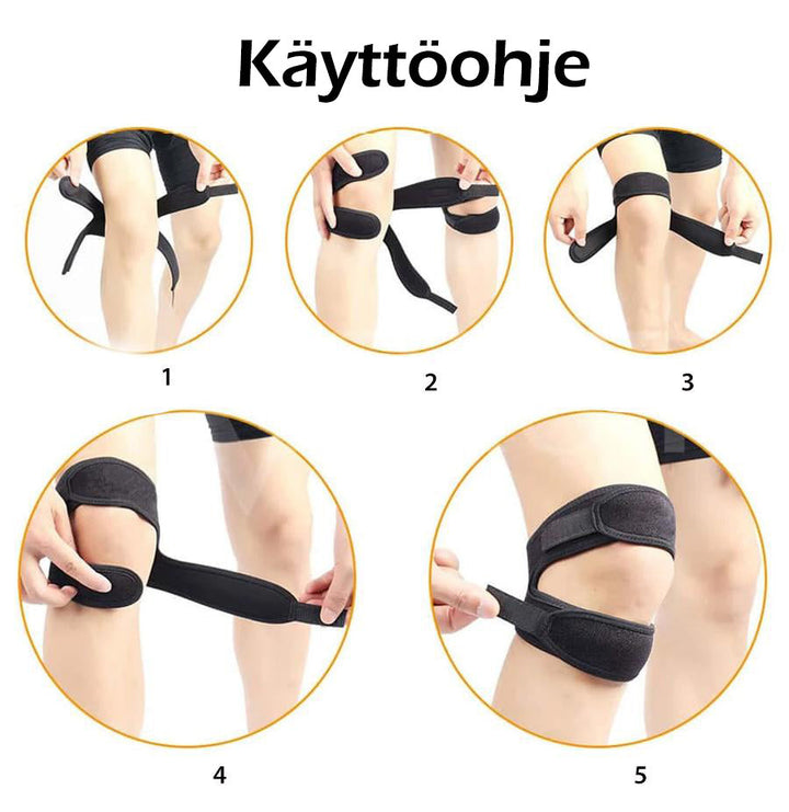 Sort knæstøtte til sport - Komfortabel, støttende, justerbare stropper, unisex design.