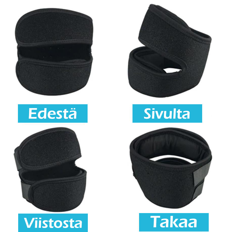 Sort knæstøtte til sport - Komfortabel, støttende, justerbare stropper, unisex design.