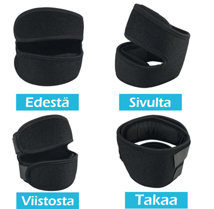 Sort knæstøtte til sport - Komfortabel, støttende, justerbare stropper, unisex design.