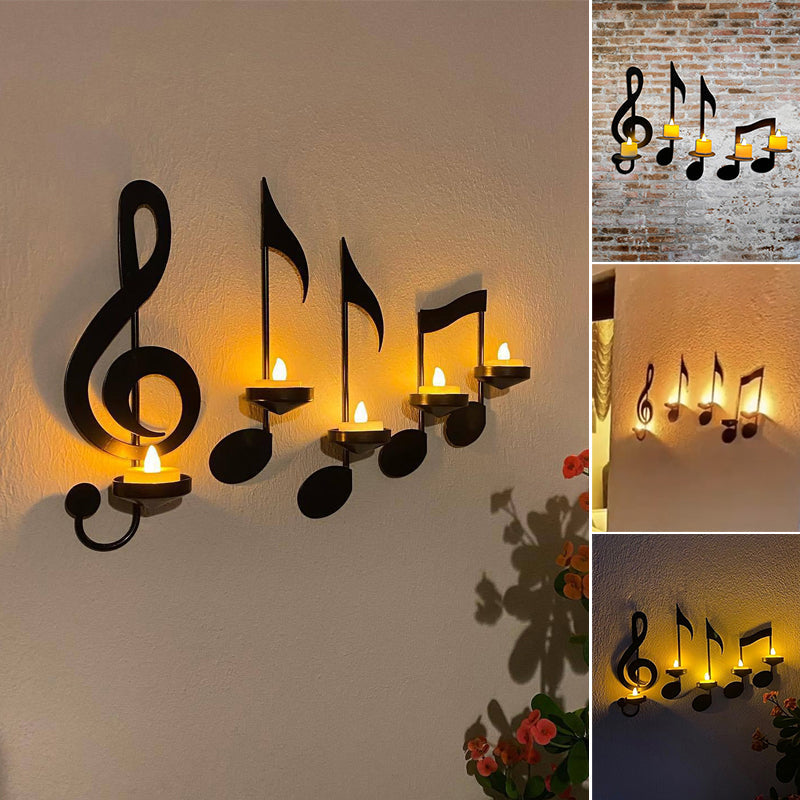 Sort node væg lampe, G-nøgle stil, elegant sort metal, moderne musiktema, passer til stue.