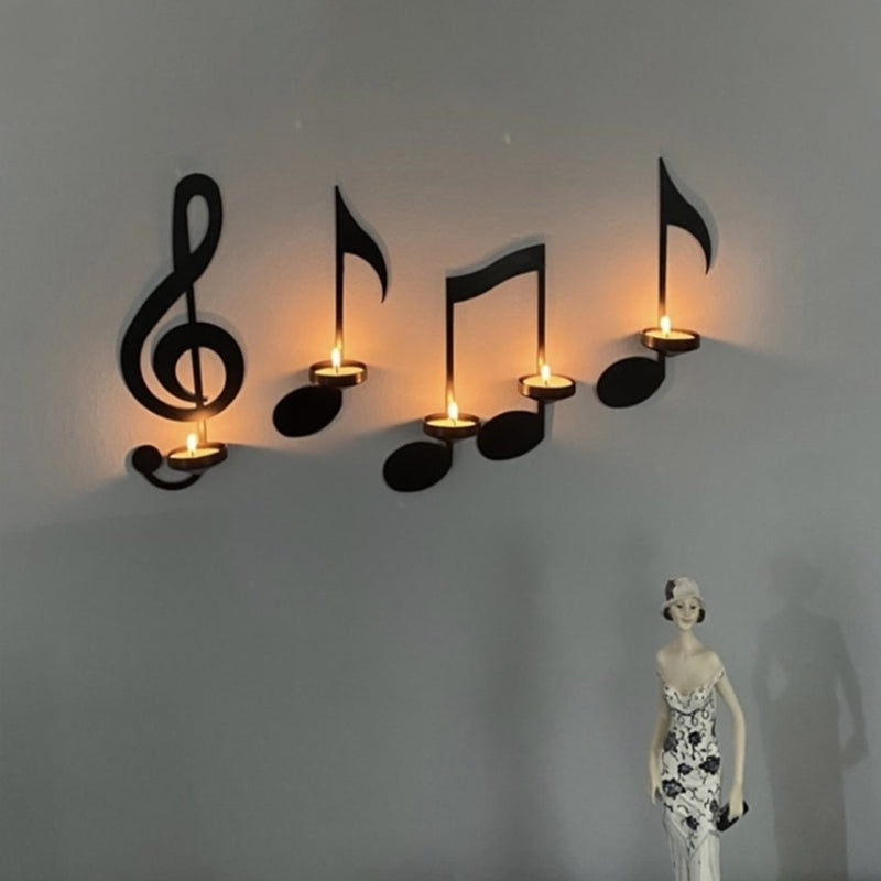 Sort node væg lampe, G-nøgle stil, elegant sort metal, moderne musiktema, passer til stue.