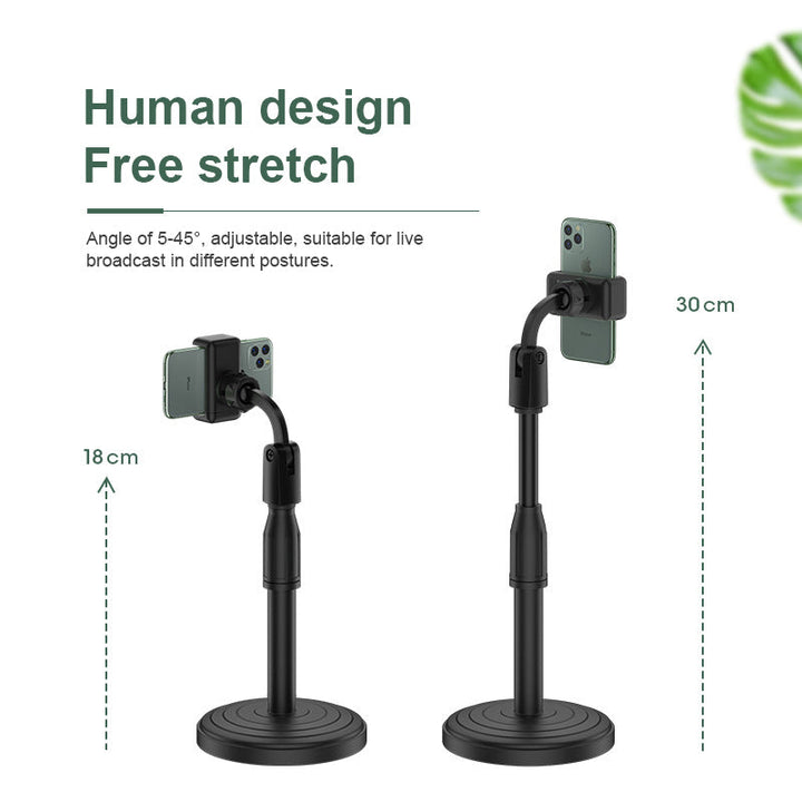 Sort, justerbar smart home telefonholder, højdejustering og 360° rotation, silikonebelægning, kompatibel med de fleste telefoner