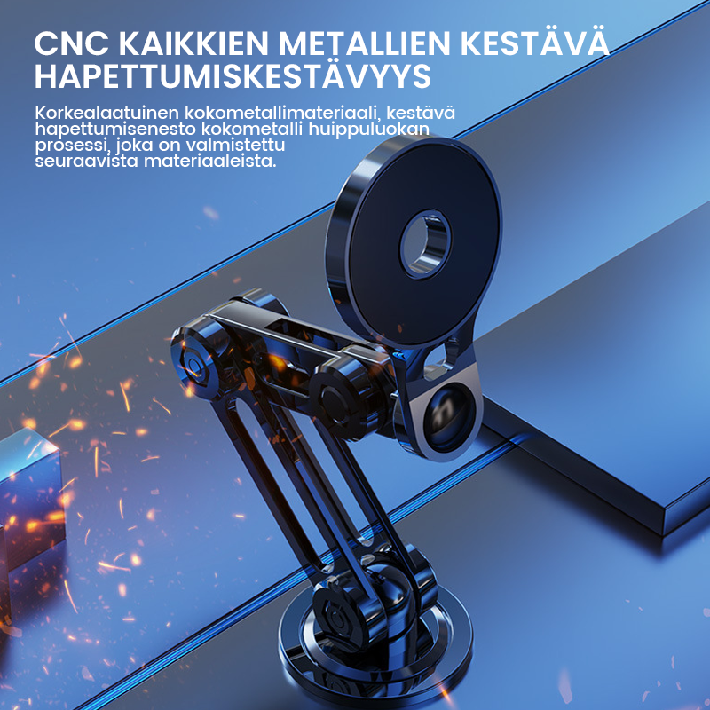 Universel 360° bilholder til telefon i sort, med magnetisk montering, elegant design, sikrer sikker og nem brug under kørsel.