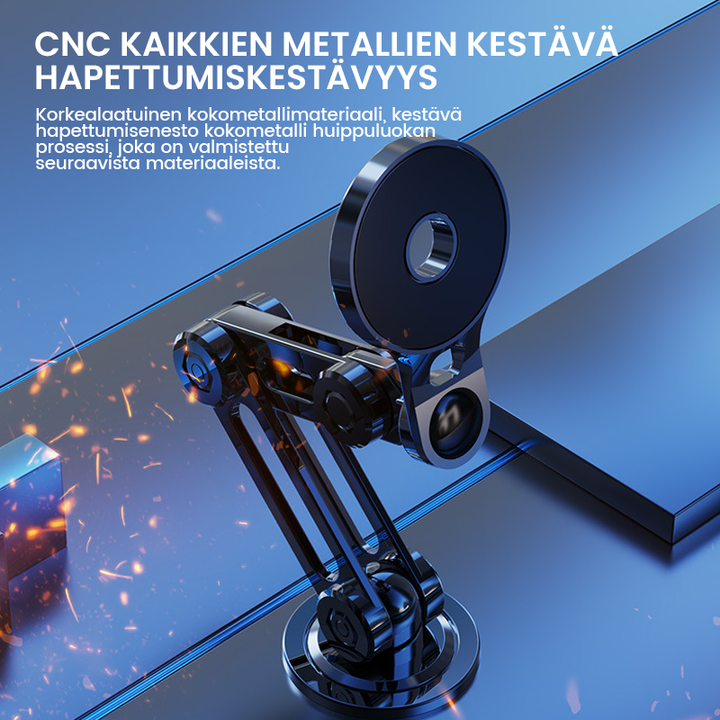 Universel 360° bilholder til telefon i sort, med magnetisk montering, elegant design, sikrer sikker og nem brug under kørsel.