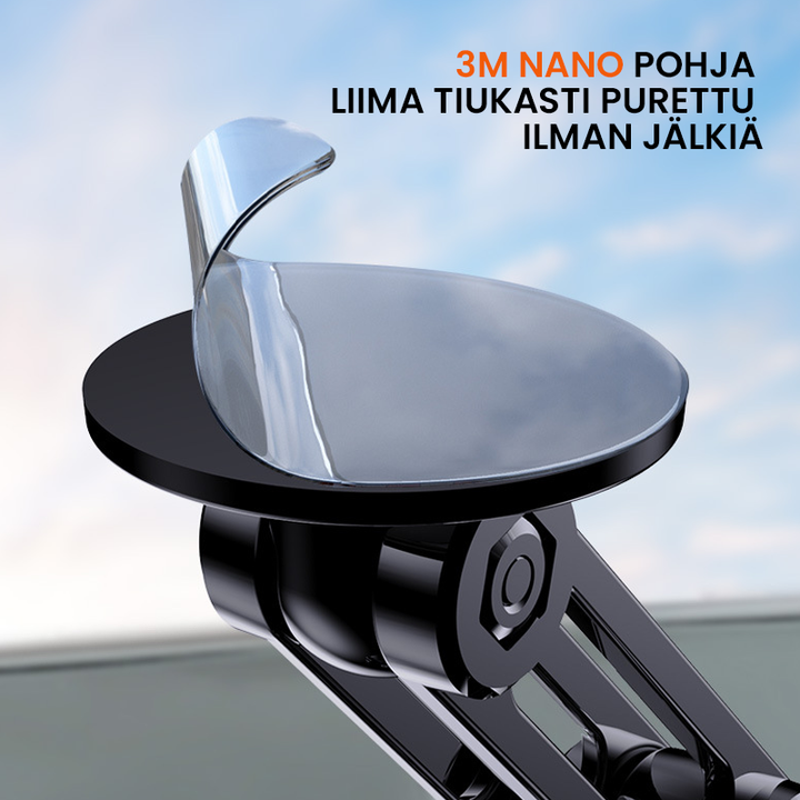 Universel 360° bilholder til telefon i sort, med magnetisk montering, elegant design, sikrer sikker og nem brug under kørsel.