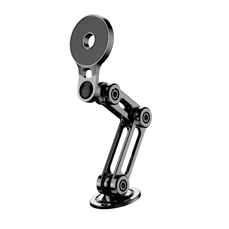 Universel 360° bilholder til telefon i sort, med magnetisk montering, elegant design, sikrer sikker og nem brug under kørsel.