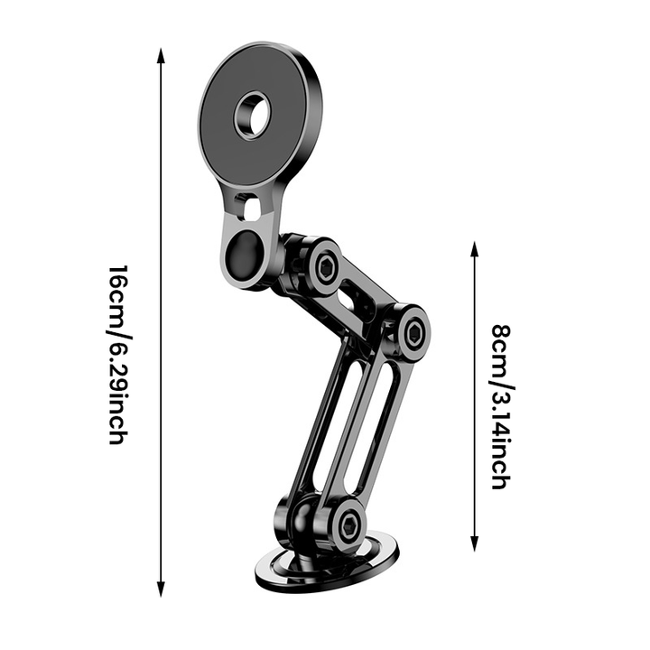 Universel 360° bilholder til telefon i sort, med magnetisk montering, elegant design, sikrer sikker og nem brug under kørsel.