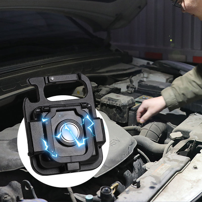 Sort multifunktionel LED nødsituation nøglering lygte, kompakt og kraftfuld, velegnet til udendørs og indendørs brug.