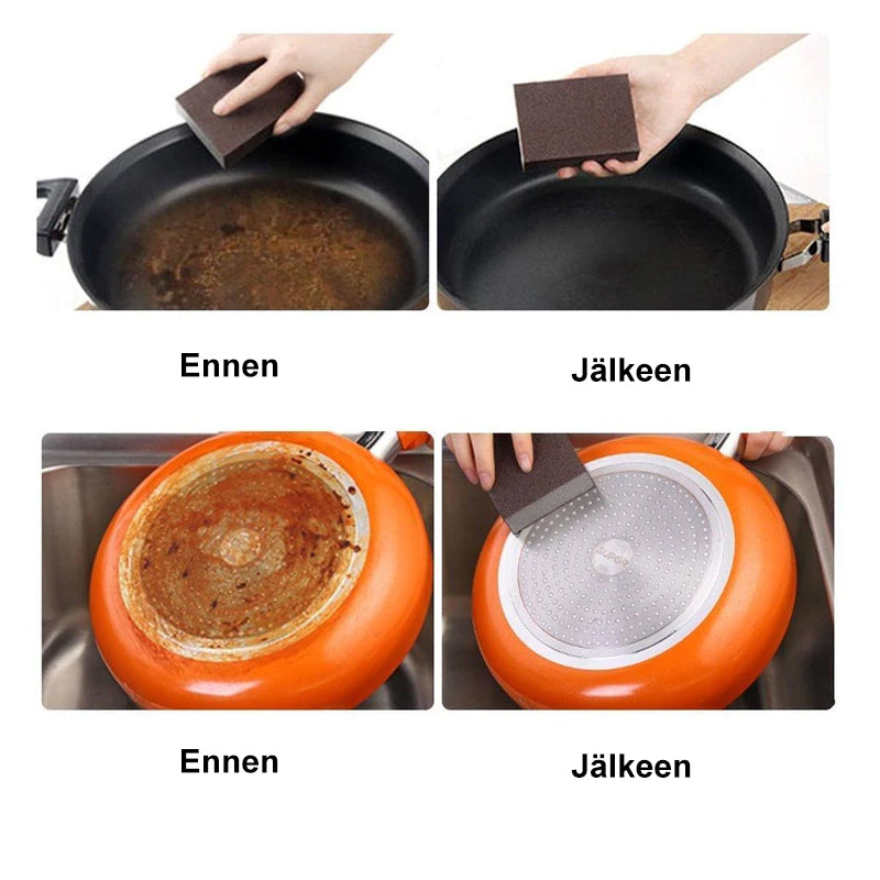 Miljøvenlig, giftfri multifunktionel køkkensvamp, 5 stk. Effektiv, holdbar konstruktion, blød grøn farve.
