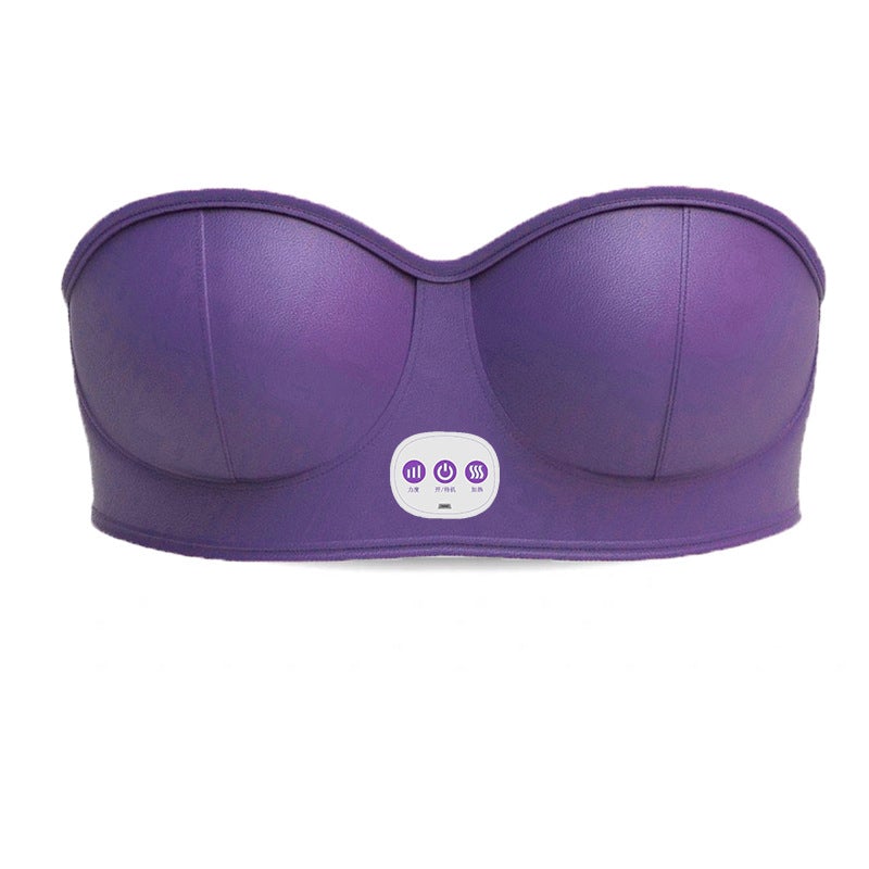 Kvinder massage BH med vibration, sort blondekant, glat finish, behageligt og stilfuldt design.