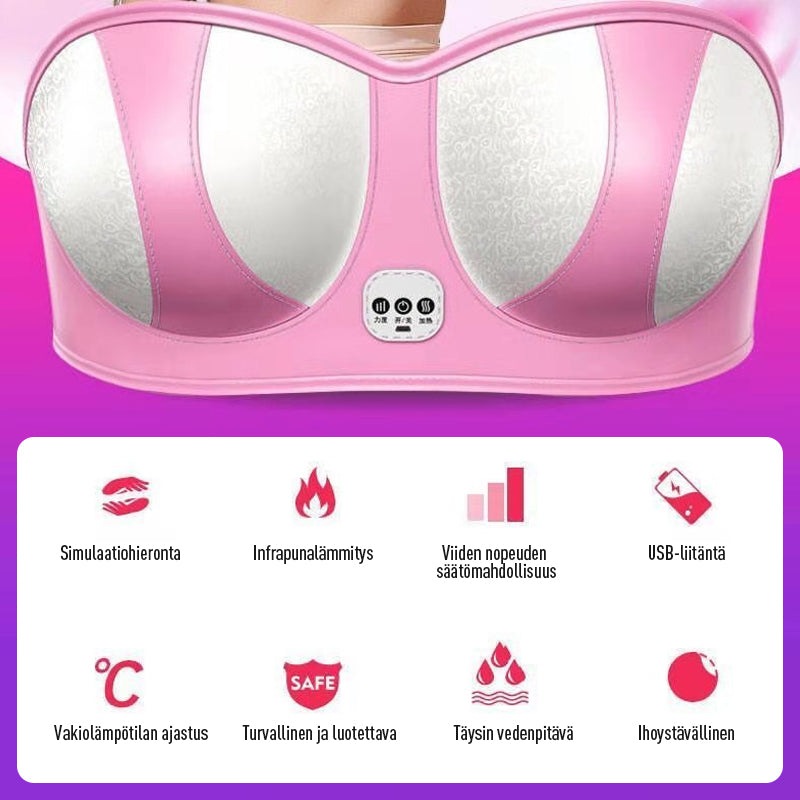 Kvinder massage BH med vibration, sort blondekant, glat finish, behageligt og stilfuldt design.