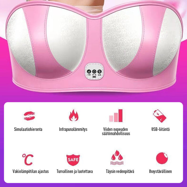 Kvinder massage BH med vibration, sort blondekant, glat finish, behageligt og stilfuldt design.