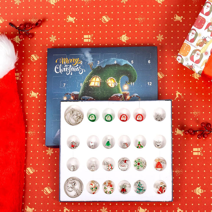 Dame DIY julekalender, 24-delt armbåndssæt med perler og charms til kreativ juleforventning.