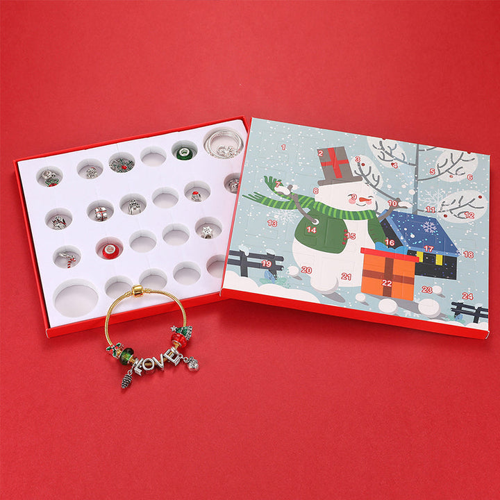 Dame DIY jule adventskalender armbånd sæt, farverige perler og jule-tema vedhæng