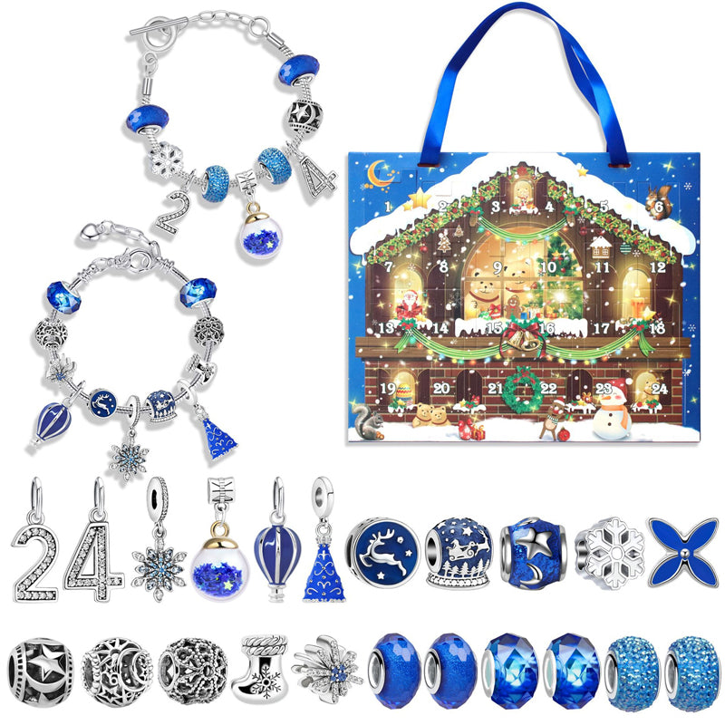 Dame DIY jule adventskalender armbånd sæt, farverige perler og jule-tema vedhæng