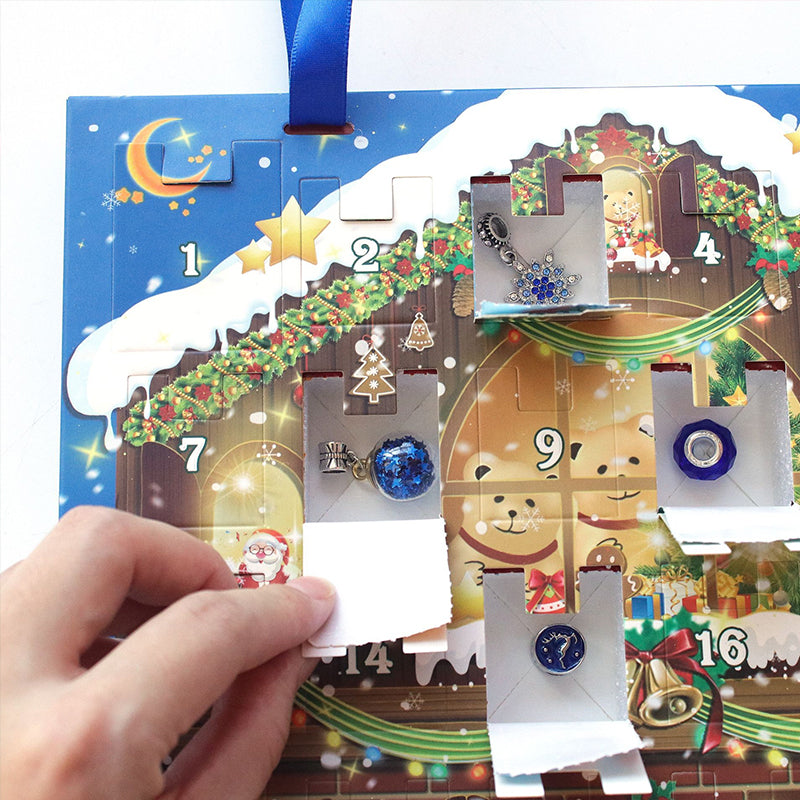 Dame DIY jule adventskalender armbånd sæt, farverige perler og jule-tema vedhæng