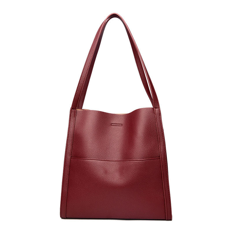 Dame elegant PU skulder taske i khaki.