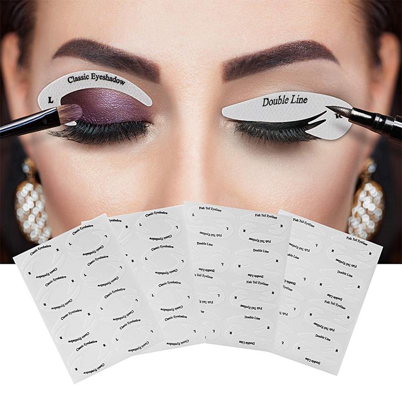 Quick Eyeliner & Øjenskygge Skabelon Klistermærker til Kvinder, lysfarvede runde klistermærker, pakke med 4 stk, nem makeup-start.