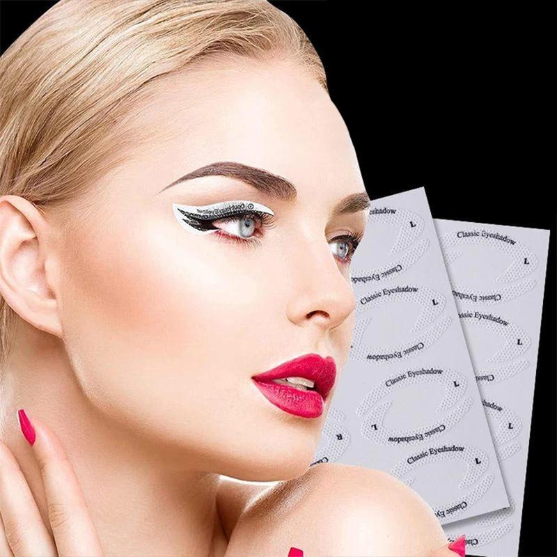 Quick Eyeliner & Øjenskygge Skabelon Klistermærker til Kvinder, lysfarvede runde klistermærker, pakke med 4 stk, nem makeup-start.