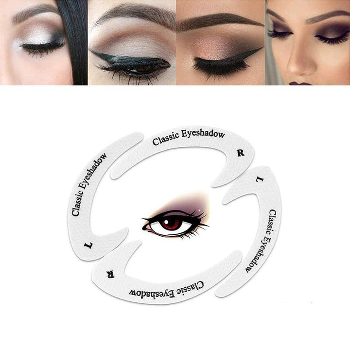 Quick Eyeliner & Øjenskygge Skabelon Klistermærker til Kvinder, lysfarvede runde klistermærker, pakke med 4 stk, nem makeup-start.