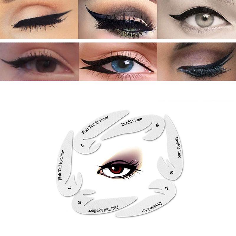 Quick Eyeliner & Øjenskygge Skabelon Klistermærker til Kvinder, lysfarvede runde klistermærker, pakke med 4 stk, nem makeup-start.