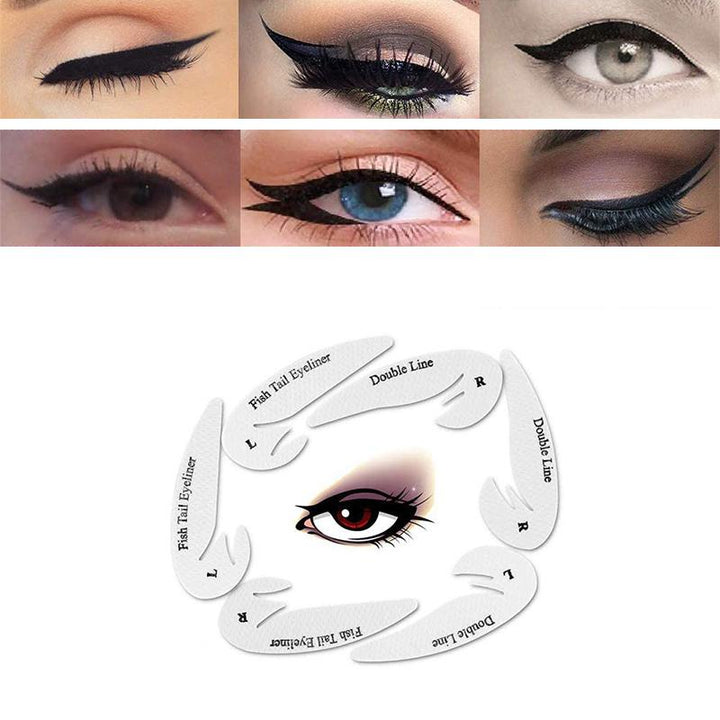 Quick Eyeliner & Øjenskygge Skabelon Klistermærker til Kvinder, lysfarvede runde klistermærker, pakke med 4 stk, nem makeup-start.