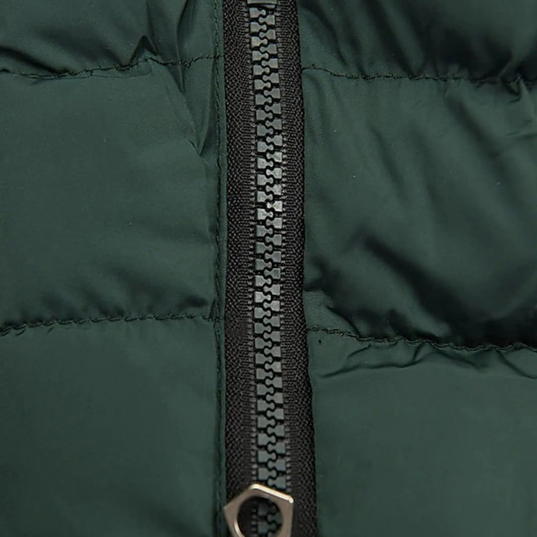 Dameparkacoat i slim-fit, med pelskrave, beige, varm og formsyet vinterjakke.