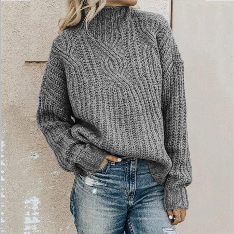 Dame tidløs klassisk pullover, blød og varm strik til hverdagsbrug, elegant design og behagelig pasform.