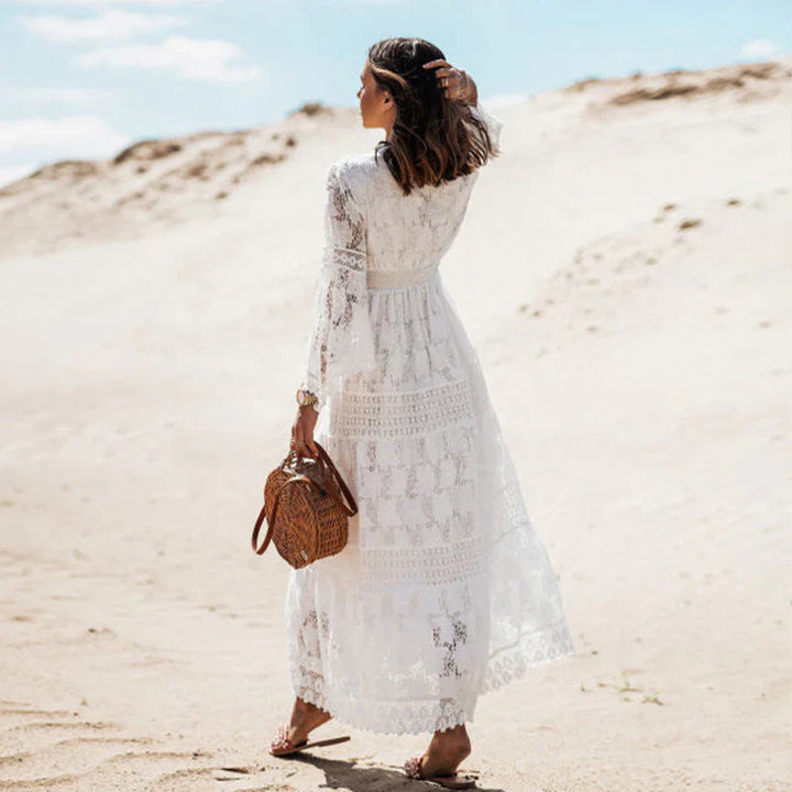 Dame Boho Sommerkjole med lange ærmer