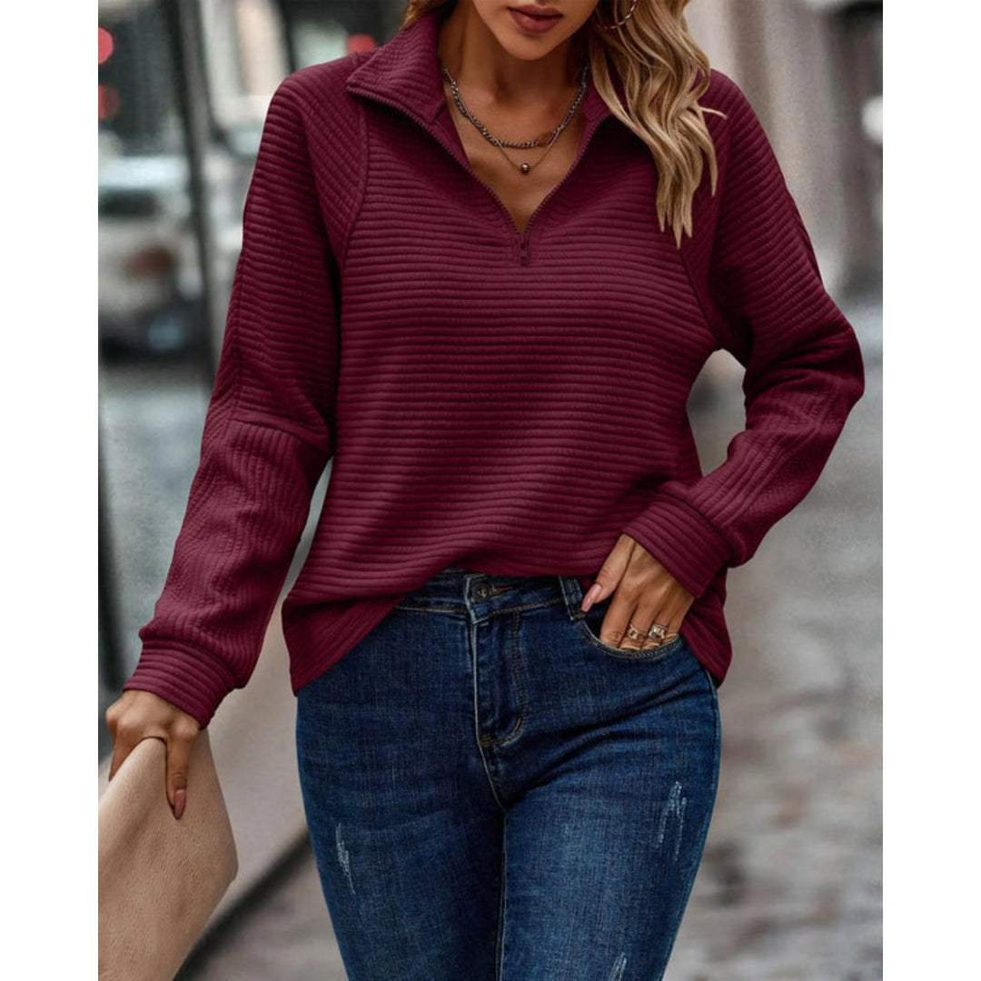 Dame elegant V-hals striktrøje, sofistikeret design, stilfuldt og tidløst look
