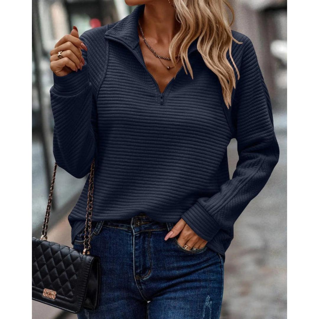 Dame elegant V-hals striktrøje, sofistikeret design, stilfuldt og tidløst look
