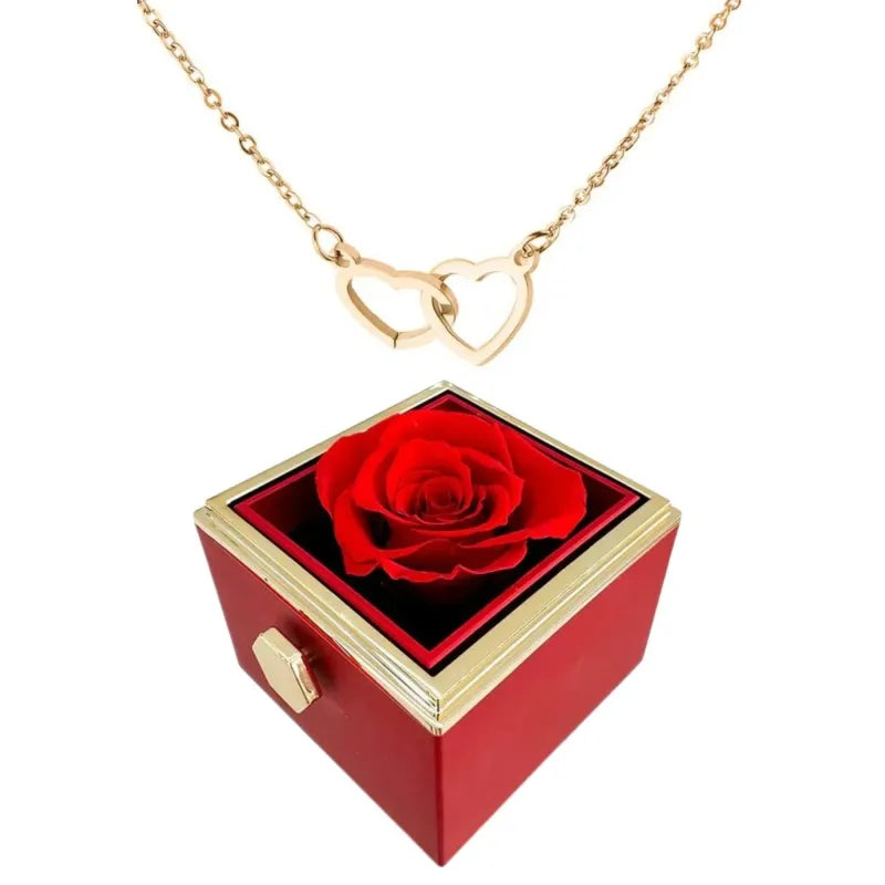 Damehalskæde med to hjerter, i guld, rosaguld eller sølv, elegant og romantisk design.