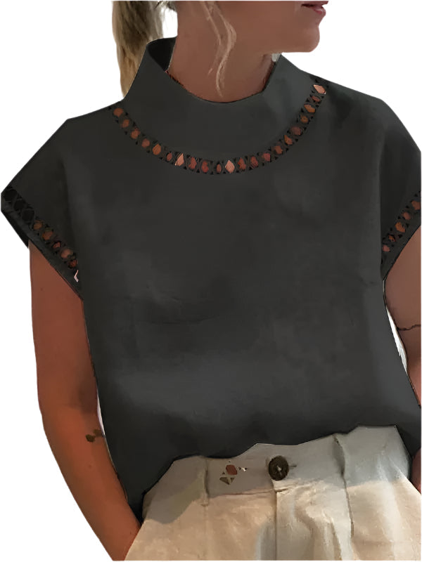 Dame elegant top i grå med stilfulde detaljer