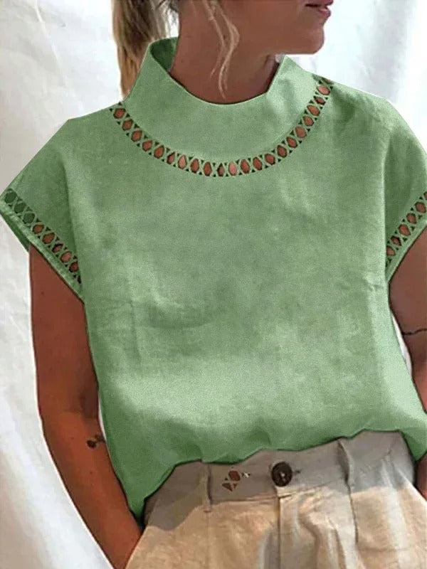 Dame elegant top i hvid med stilfulde detaljer