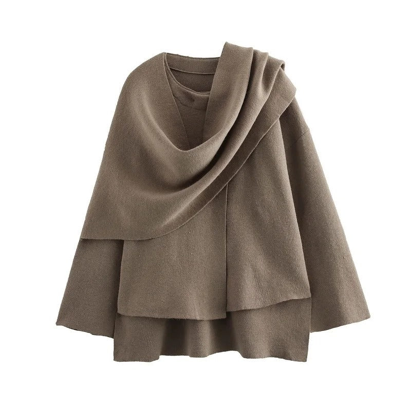Dame asymmetrisk langærmet polstret jakke, trendy shawl-krave, varm og behagelig, velegnet til hverdagsbrug