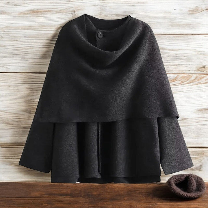 Dame asymmetrisk langærmet polstret jakke, trendy shawl-krave, varm og behagelig, velegnet til hverdagsbrug