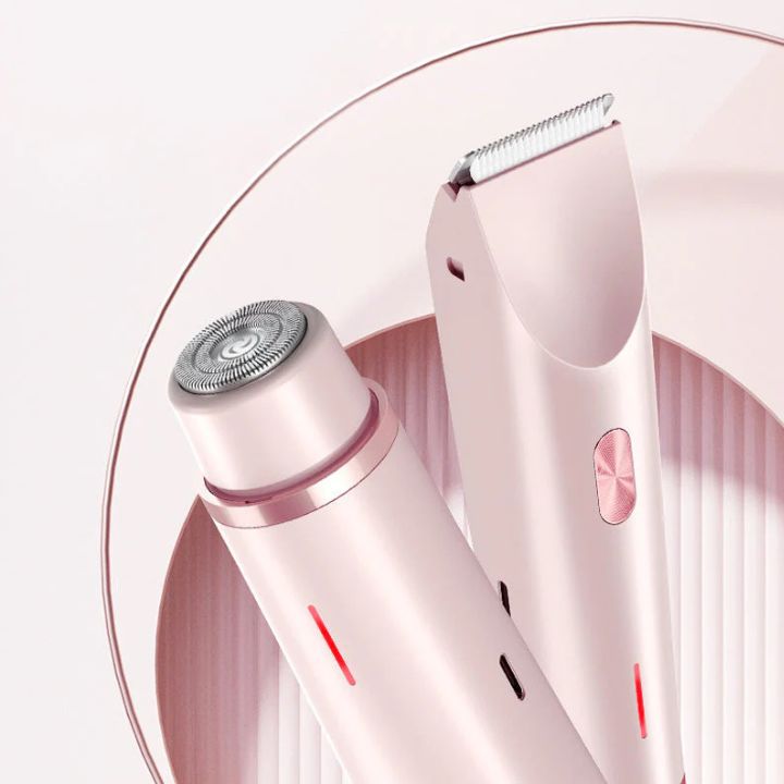 Kvinder ergonomisk 2-i-1 trimmer til ansigt og krop, kompakt design, bløde og præcise blade, batteri- og trådløs