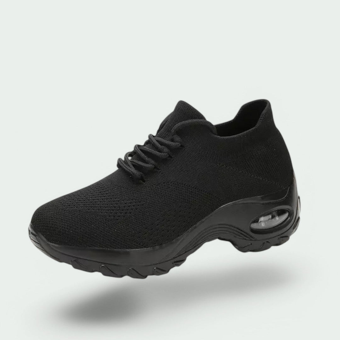 Damesko med velcrorem, ergonomisk design, åndbart materiale, skridsikker sål.