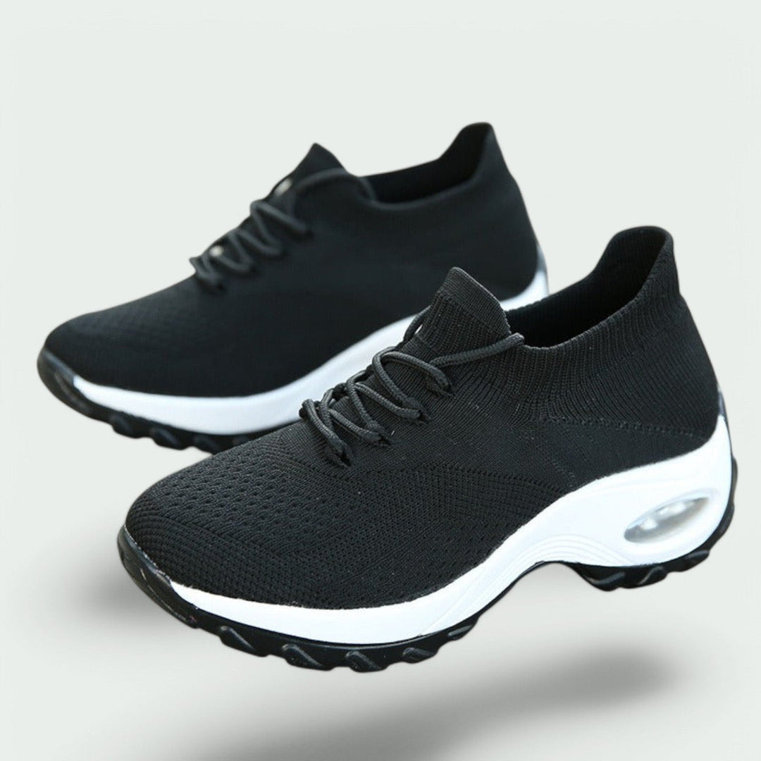 Damesko med velcrorem, ergonomisk design, åndbart materiale, skridsikker sål.