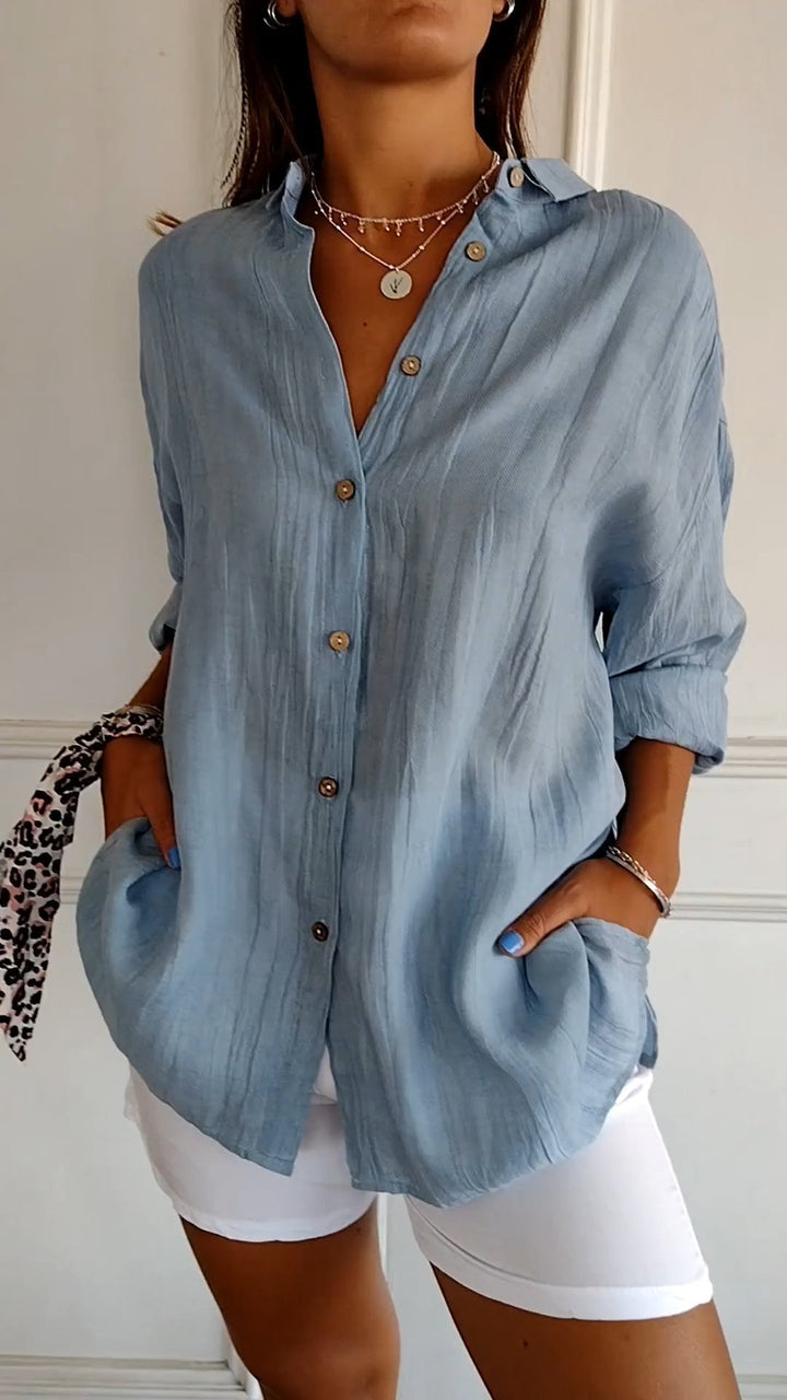Dame plisseret T-shirt i brun