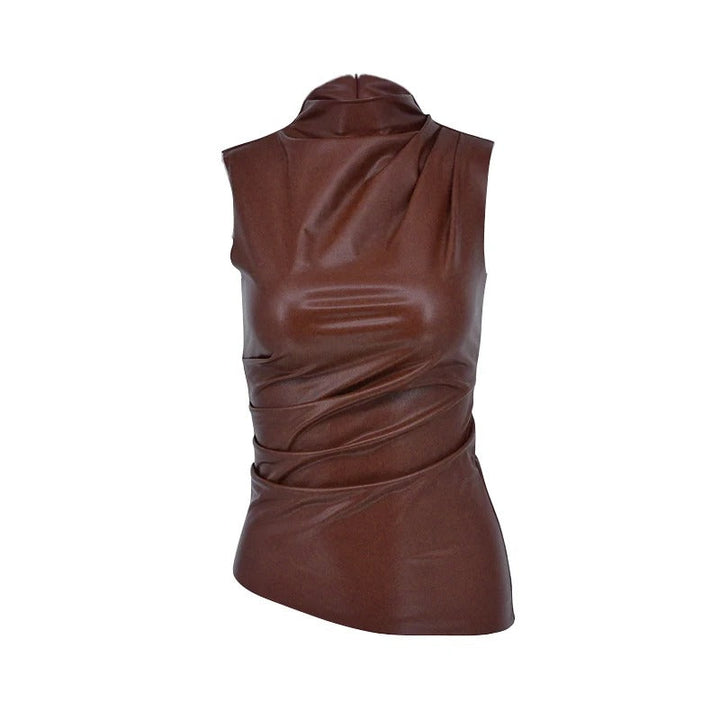 Dame ærmeløs bodycon tanktop, sort, rund hals, minimalistisk look, perfekt til afslappede og stilfulde outfits