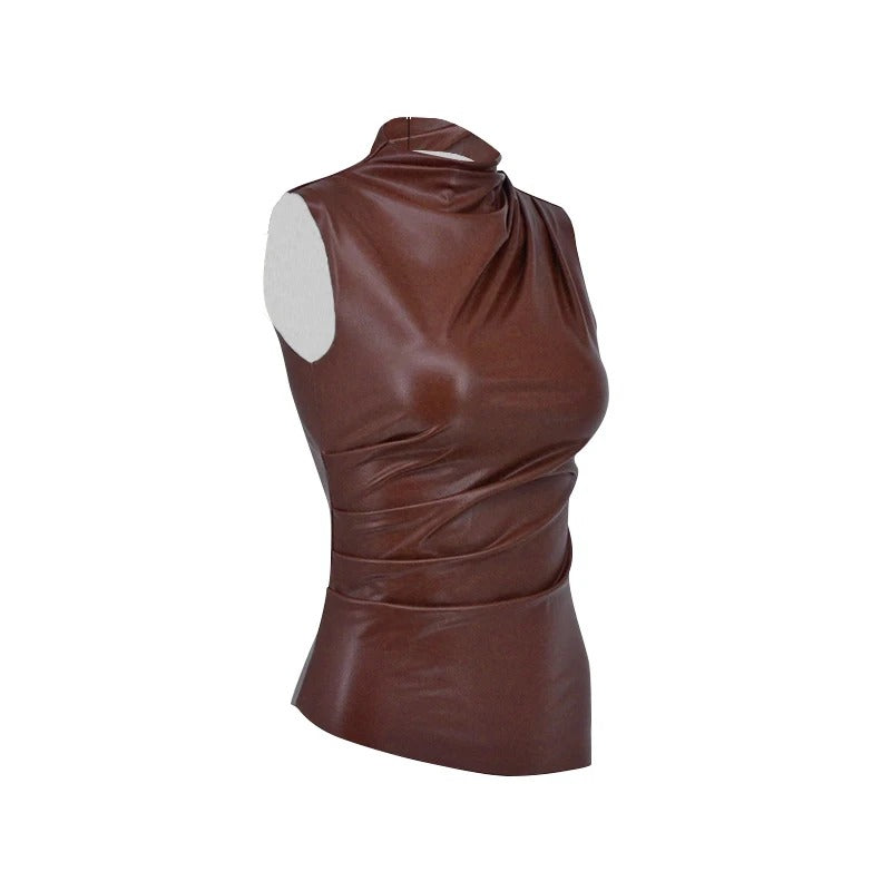 Dame ærmeløs bodycon tanktop, sort, rund hals, minimalistisk look, perfekt til afslappede og stilfulde outfits